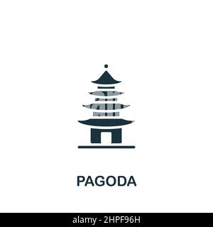 Pagodensymbol. Monochromes, einfaches Symbol für Vorlagen, Webdesign und Infografiken Stock Vektor
