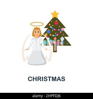 Weihnachtliche flache Ikone. Farbiger Elementschild aus der Celebration Kollektion. Flaches weihnachtliches Icon-Zeichen für Webdesign, Infografiken und mehr. Stock Vektor