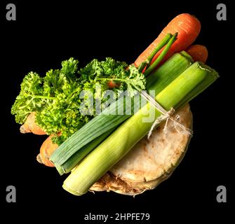 Gemüsebrudel in schwarz von oben gesehen Stockfoto