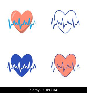 Rennsport-Herzschlag-Symbol im flachen und linigen Stil. Herzpulssymbol. Vektorgrafik. Stock Vektor