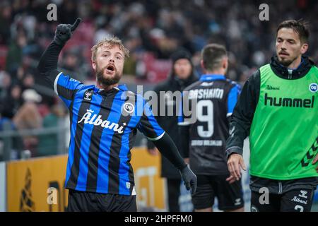 Kopenhagen, Dänemark. 20th. Februar 2022. Sander Svendsen (10) von Odense Boldklub, der während des Superliga-Spiels 3F zwischen dem FC Kopenhagen und Odense Boldklub im Kopenhagener Park gesehen wurde. (Foto: Gonzales Photo/Alamy Live News Stockfoto