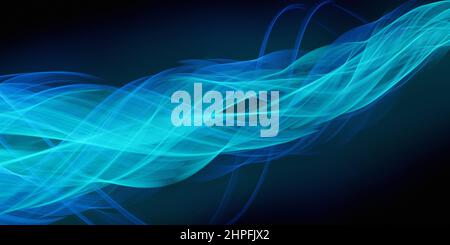 Interessante Wavy Leuchtende Linien Lebendige Deep Blue Green Farben Abstrakter Hintergrund Stockfoto