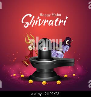 Happy maha Shivratri mit shiv Ling, ein hinduistisches Fest gefeiert von lord shiva Nacht, englische Kalligraphie. vektor-Illustration Design Stock Vektor