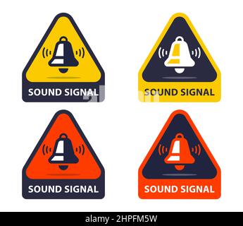 Signalton. Glocke klingelt auf gelbem Hintergrund. Flache Vektordarstellung Stock Vektor