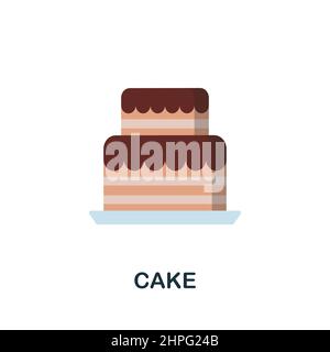 Kuchenflachensymbol. Farbiger Elementschild aus der Celebration Kollektion. Flacher Kuchen Symbol Zeichen für Web-Design, Infografiken und mehr. Stock Vektor