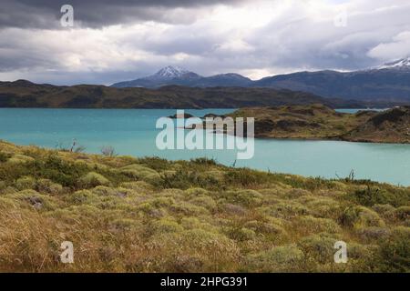 Blick über den Sarmiento de Gamboa See, Chile Stockfoto