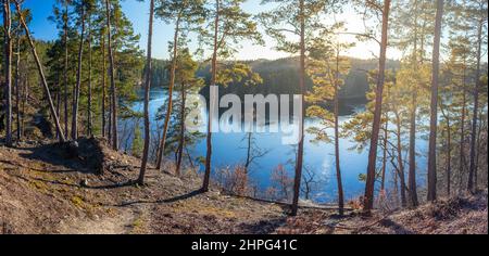 Landschaft mit Wasserreservoir Rimov am Fluss Malse in Südböhmen, Tschechien Stockfoto