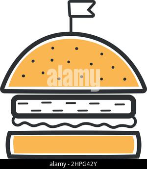 Elegantes, schlankes Burger-Symbol auf weißem Hintergrund isoliert - Vektorgrafik Stock Vektor