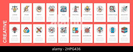 Kreative mobile Bildschirme. Innovation, Startup, Artwork, Projekt, Idee Banner Vorlage für Website und mobile Entwicklung. Bildschirme der mobilen App. Stock Vektor
