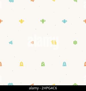 Honigbiene, Bienenstock und Wabenhintergrund - Vektor-Hintergrund Stock Vektor