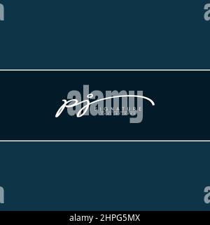 Anfangsbuchstabe PJ-Logo - handgezeichnetes Signaturlogo - Vektor-Logo-Vorlage für Firmennamen-Initialen im Signaturstil Stock Vektor