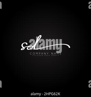 Anfangsbuchstabe SD-Logo, handgeschriebenes Signaturlogo - Vektor-Logo-Vorlage für Firmennamen-Initialen im Signaturstil Stock Vektor