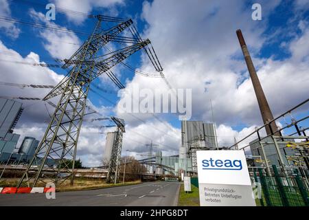 STEAG Blockheizkraftwerk Walsum, Kohlekraftwerk am Rhein Stockfoto