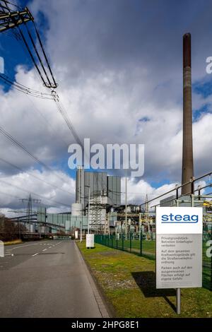 STEAG Blockheizkraftwerk Walsum, Kohlekraftwerk am Rhein Stockfoto
