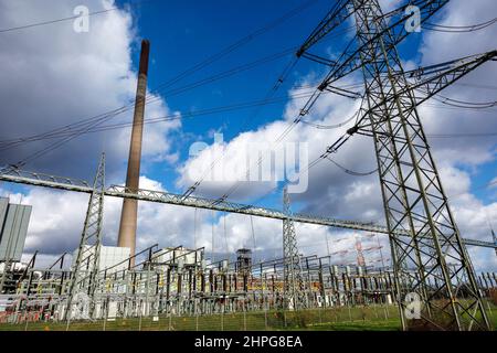 STEAG Blockheizkraftwerk Walsum, Kohlekraftwerk am Rhein Stockfoto