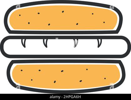 Elegantes, schlankes Burger-Symbol auf weißem Hintergrund isoliert - Vektorgrafik Stock Vektor
