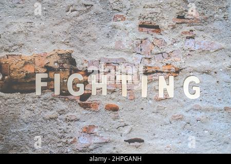 Das Kampfwort an der Wand. Image des Geschäftskonzepts. Erwartungsvorhersage Konzept Der Hope-Strategie-Planung. Stockfoto