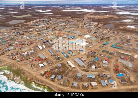 Cambridge Bay, Luftaufnahme im Frühling Stockfoto