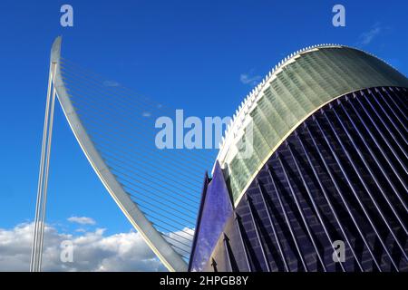 Details der Stadt der Künste und Wissenschaften ( Ciutat de les Arts i le Ciències), entworfen vom spanischen Architekten Santiago Calatrava. Valencia, Spanien Stockfoto