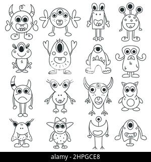 Monster Doodle Set Stock Vektor