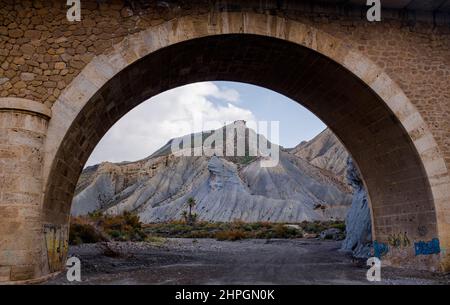 Barranco del Cautivo, Wüste Tabernas, Almería, Andalusien, Spanien Stockfoto