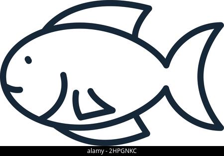 Elegantes Fischsymbol mit dünner Linie auf weißem Hintergrund isoliert - Vektorgrafik Stock Vektor
