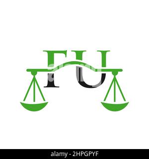 Anwaltskanzlei Letter FU Logo Design. Rechtsanwalt, Rechtsanwalt Lawyer Service, Anwaltskanzlei, Scale. Anwaltskanzlei Logo auf Brief FU Vektor-Zeichen Stock Vektor