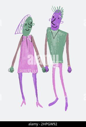 Illustration: Freunde halten die Hände Stockfoto