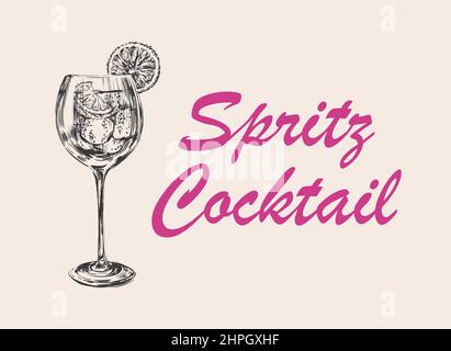 Spritz Hand Gezeichnet Sommer Cocktail Drink Vektor Illustration Stock Vektor