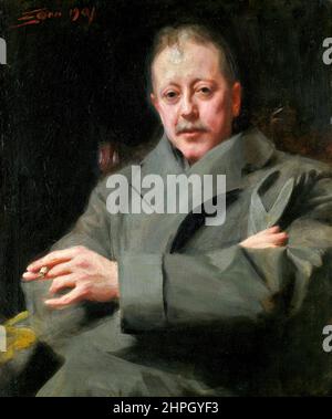 Portrait Study of a man von anders Zorn (1860-1920), Öl auf Leinwand, 1901 Stockfoto