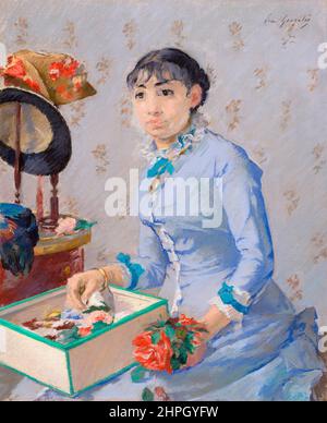 Der Milliner der französischen impressionistischen Malerin Eva Gonzalès (1849-1883), Pastell auf Leinwand, c. 1877 Stockfoto