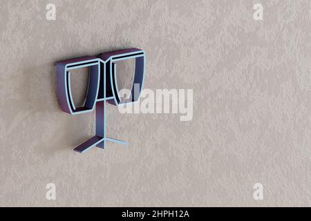 Symbol für zwei Bongos. Schöne blaue zwei Bongos Symbol-Symbole auf der Wand hellen Hintergrund. 3D Rendering-Illustration. Hintergrundmuster für Design. Stockfoto