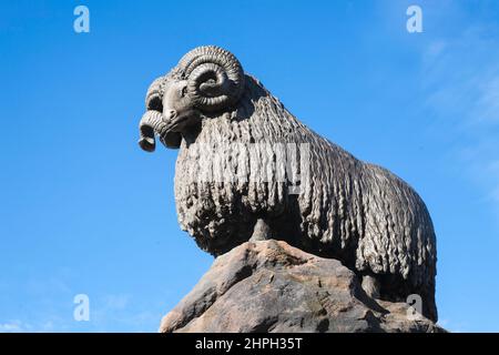 Die Statue von Moffat RAM, High Street, Moffat, Schottland Stockfoto