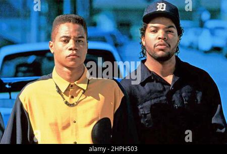 BOYZ IN THE HOOD 1991 Columbia Picturs Film mit Cuba Gooding Jnr auf der linken Seite und Ice Cube Stockfoto