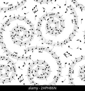 Nahtloses Muster mit Noten - Vektor-Hintergrund mit Spirale Stock Vektor