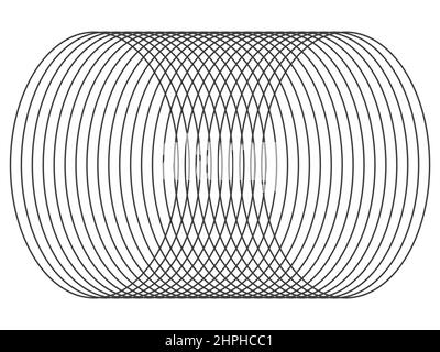 Eine Grafik, die ein federförmiges Objekt zeigt. Eine Vektorgrafik eines federförmigen Objekts, das durch die Umwandlung von Kreisen erstellt wurde. Stock Vektor