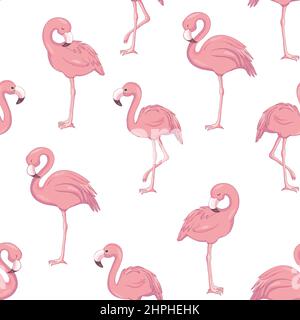 Süß von Pink Flamingo tropischen Vibes nahtlose Muster. Vektorgrafik. Tropisches Flamingo-Muster Stock Vektor