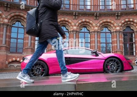 Pink McLaren Auto in London, Großbritannien, geparkt Stockfoto