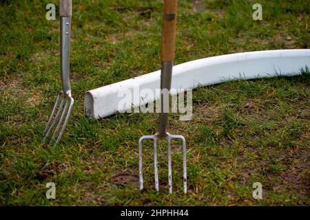 Ascot, Bergen, Großbritannien. 19th. Februar 2022. Gabeln auf der Rackstrecke auf der Ascot Racecourse. Quelle: Maureen McLean/Alamy Stockfoto