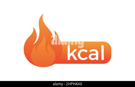 Symbol für Energiefetten-Verbrennung kcal Feuer. Kilocalorie Hot Logo Vektor Gewicht Fitness Flamme Grafik Symbol. Vektor Stock Vektor
