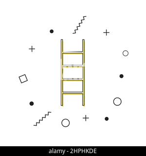Symbolvektor für die Kontaktleiter. Gelbe Leiter Zeichen Symbol mit geometrischen Formen auf weißem Hintergrund. Vektor Stock Vektor