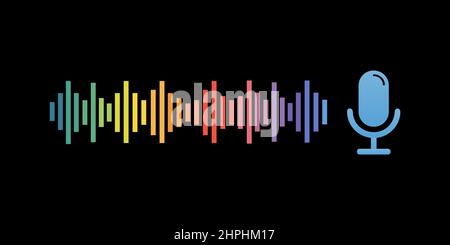 Konzept des Sprachassistenten. Vektor-Schallwelle. Sprach- und Tonerkennung Equalizer Wellenfluss Hintergrund. Persönlicher Assistent und Spracherkennung Stock Vektor
