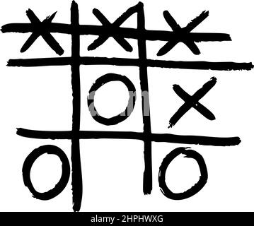 TIC tac Toe wurde isoliert skizziert. Vintage-Spiel im handgezeichneten Stil. Graviert Kreuz und Null entworfen für Poster, Druck, Buchillustration, Logo, Symbol, ta Stock Vektor