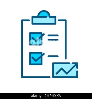 Zwischenablage mit einer Checkliste. Erfolg- und Wachstumsplan. Pixel-perfektes, bearbeitbares Symbol für Konturfarbe Stock Vektor