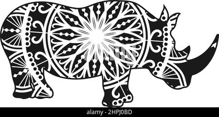 Rhino Tier Mandala Design Illustration Vektor Stock Vektor