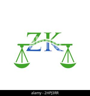 Anwaltskanzlei Letter ZK Logo Design. Rechtsanwalt, Rechtsanwalt Lawyer Service, Anwaltskanzlei, Scale. Anwaltskanzlei Logo auf Brief ZK Vector Sign Stock Vektor