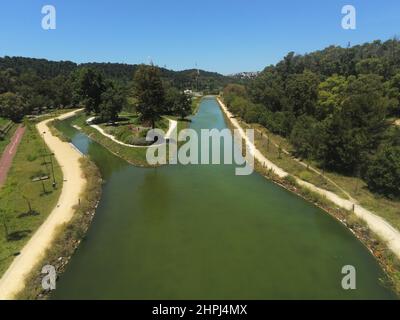 Eine Luftaufnahme des Jamor Sports Complex in Alges, Portugal Stockfoto