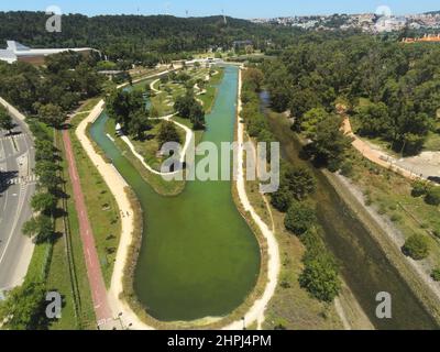 Luftaufnahme des Jamor Sports Complex in Alges, Portugal Stockfoto