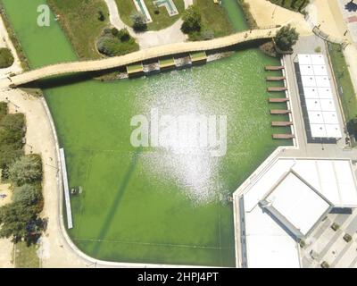 Luftaufnahme des Jamor Sports Complex in Alges, Portugal Stockfoto