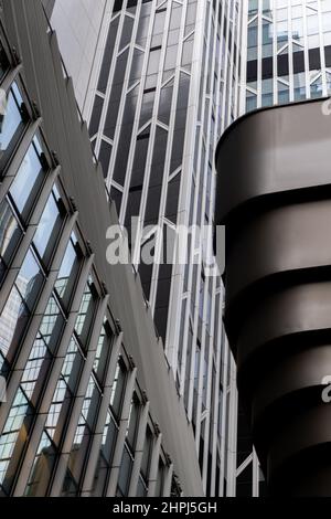 Bild von abstrakten Mustern von Gebäuden in Hongkong Stockfoto
